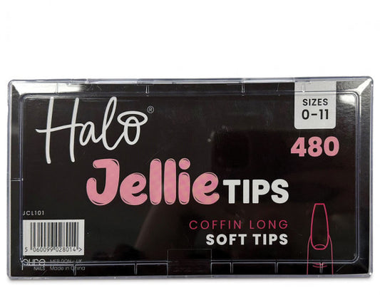 Halo jellie nail tips long coffin, assorted (480)