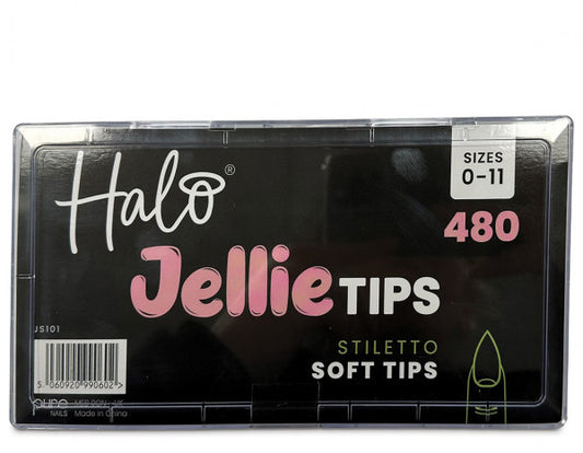 Halo jellie nail tips stiletto, assorted (480)