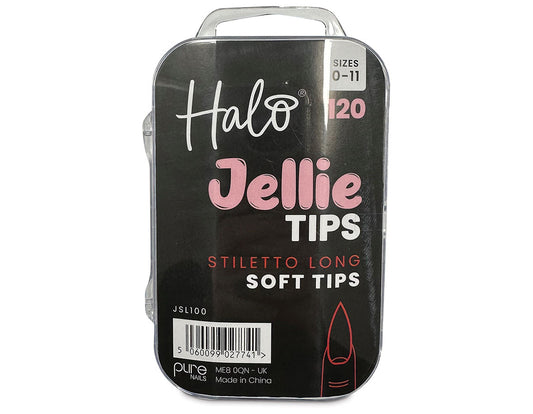 Halo jellie nail tip long stiletto, assorted (120)