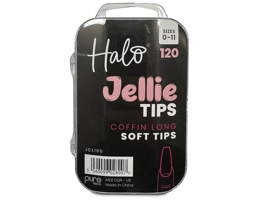 Halo jellie nail tips long coffin, assorted (120)