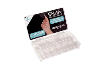 GELLUV CLEAR STILETTO NAIL TIPS- BOX OF 500